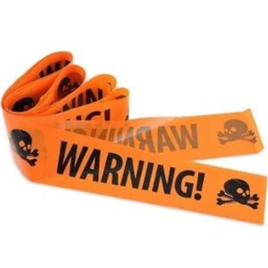💞 New 20ft Roll of Orange Halloween Warning Tape with Skull Design